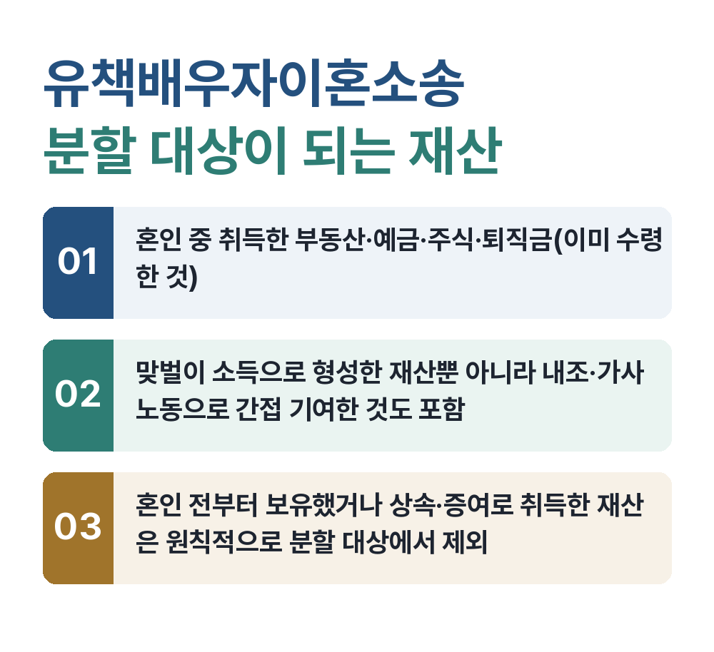 유책배우자이혼소송 분할 대상이 되는 재산